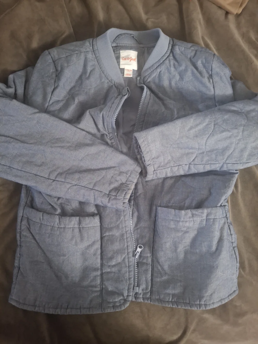 Cat & Jack Light Blue Quilted Kids Bomber Jacket